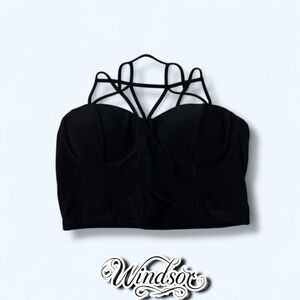 Windsor Black Strappy Design Bust Crop Top Shirt